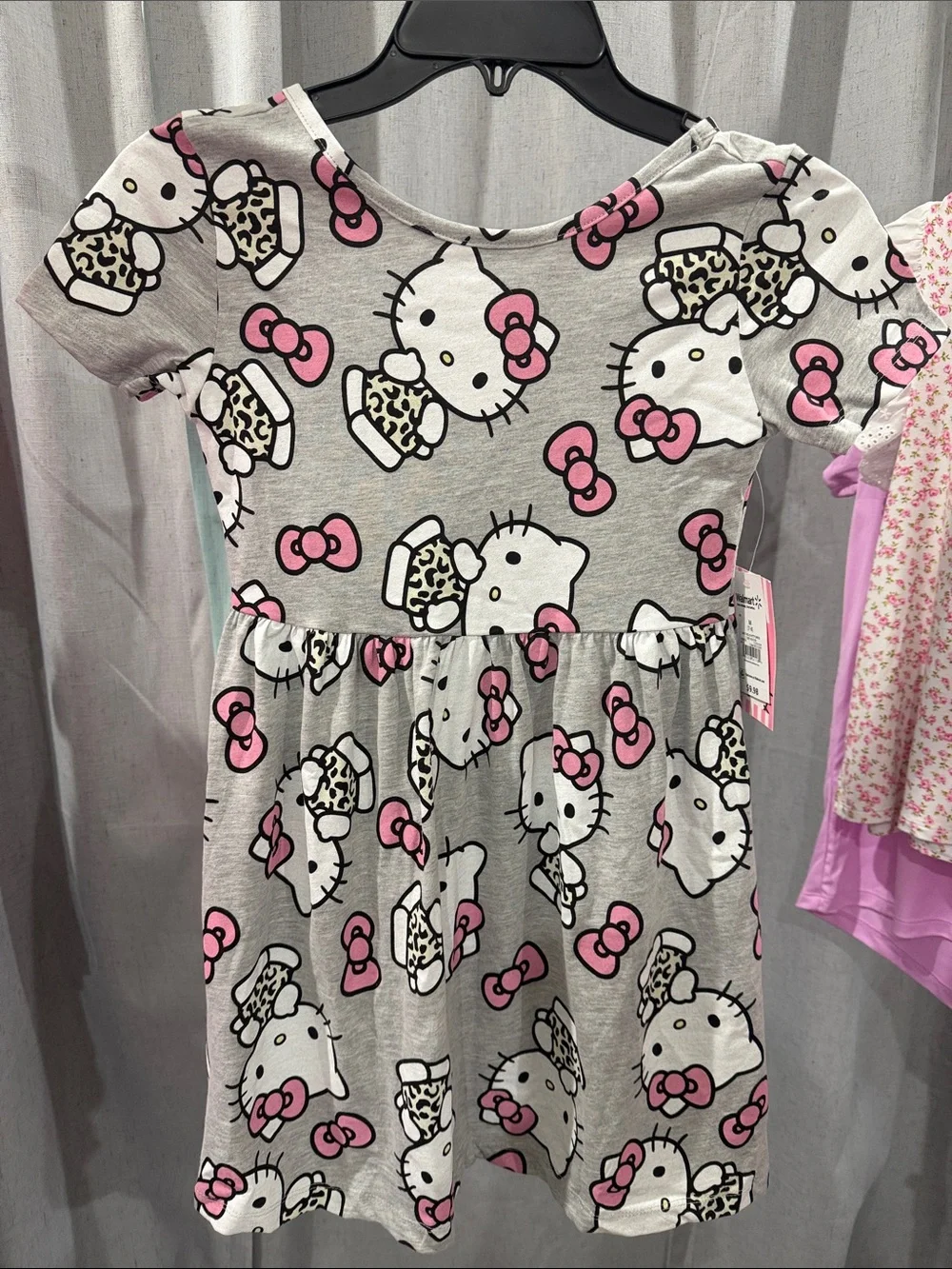 Hello Kitty Grey and Pink Bow Print Dress